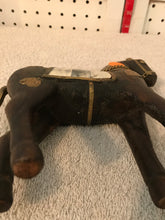 Vintage Pair of Handmade, Leather-wrapped, Brass & Stone Horses #65
