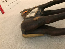 Vintage Pair of Handmade, Leather-wrapped, Brass & Stone Horses #65