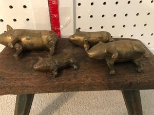 Vintage Brass Momma Pig with 3 Babies #81