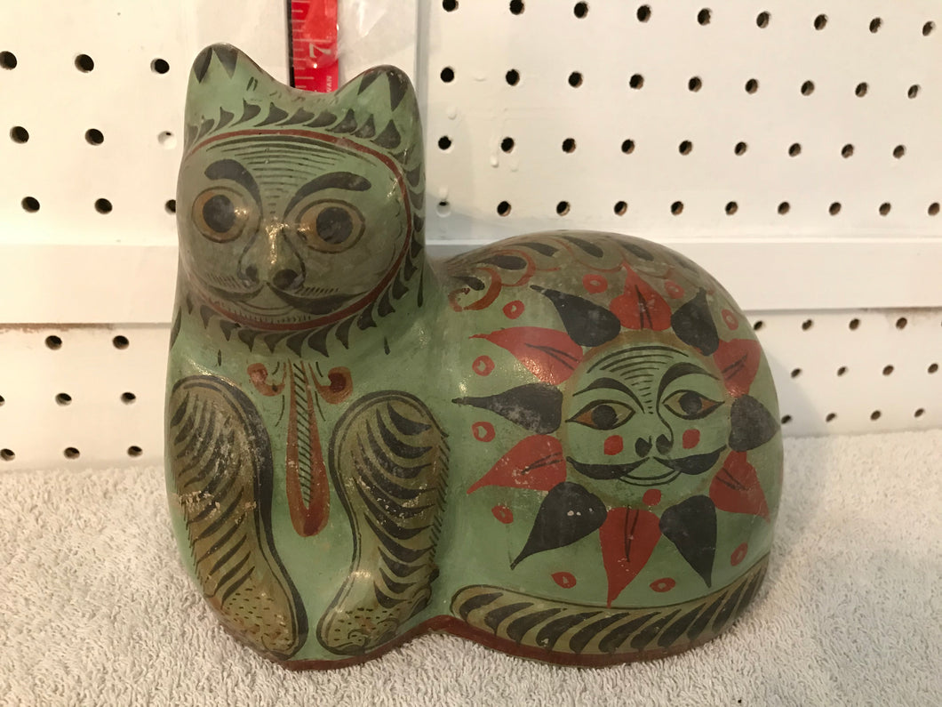 Vintage  Handmade, Hand-Painted Pottery Cat - Mexican #72