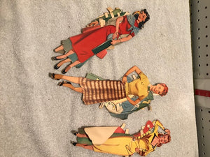 Set of 3 Vintage Paper Ladies With Clothes 1g