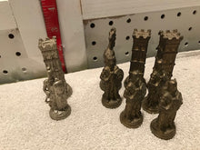 Vintage Set of 9 Heavy Metal Chess Pieces #2053