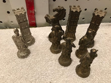 Vintage Set of 9 Heavy Metal Chess Pieces #2053