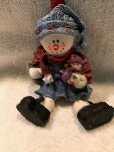 Ceramic Snow Girl Ornament With Movable Legs (4)