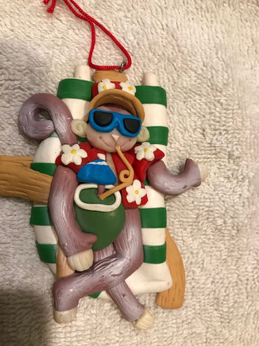 Ceramic Sun-bathing Monkey Christmas Ornament (20)