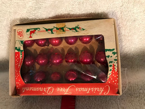 Vintage Box of Small Christmas Ball Ornaments (24)