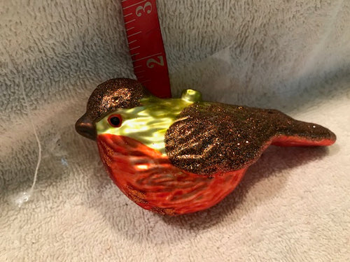 Tin Partridge with Glitter Ornament (56a)