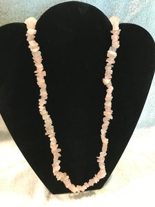 Vintage Pink Quartz Necklace 17 1/2" Hanging #1