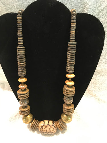 Vintage Brass & Stone Beaded Necklace #8