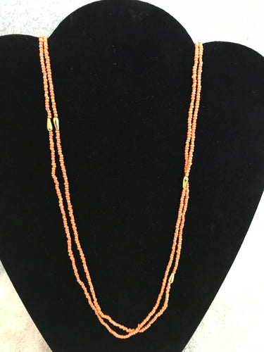 Vintage Set of 2 Coral/Coral-Like Beaded Necklaces #21