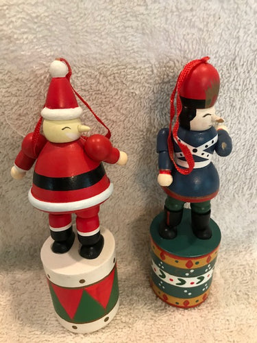 Wooden Santa and Nutcracker Christmas Tree Ornaments (52a)