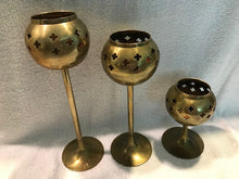 Vintage Set of 3 Brass Candle Holders #90