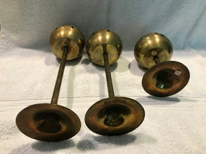 Vintage Set of 3 Brass Candle Holders #90