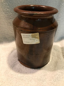 Vintage Redware Jar:  Albany Slip (#129)