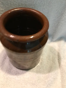 Vintage Redware Jar:  Albany Slip (#129)