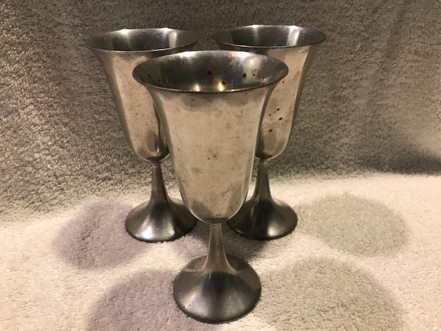 Vintage Set of 3 Royal Holland Pewter Goblets (#83)