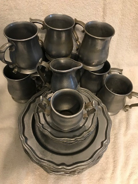 Vintage 25 PC Set of Crown Pewter Dishes (#483)