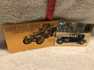 Vintage Charles Kacsur 1994 Vergennes Auto Show Metal Dash Plaque (#451)