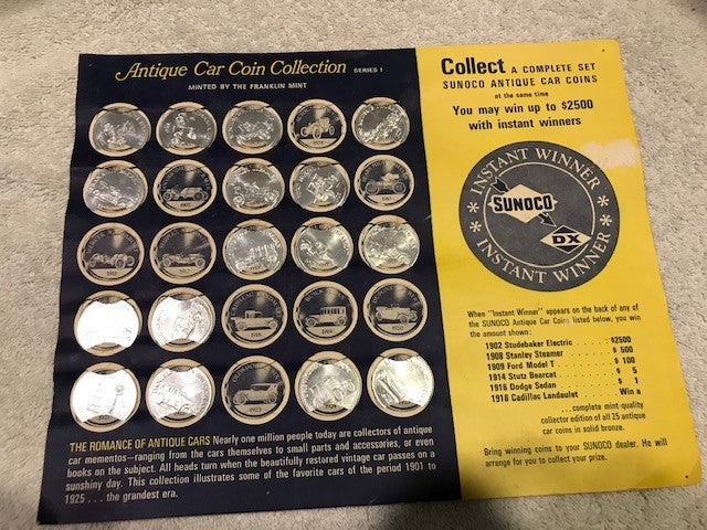 Antique/Vintage Car Coin Collection On Paper Board (#453)