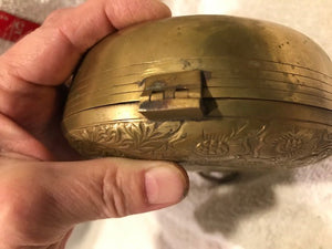 Vintage Brass Pocket Watch Shaped Trinket Box (#476)