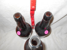 3 Vintage Dark Amber Beverage Bottles (500)