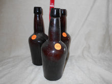 3 Vintage Dark Amber Beverage Bottles (501)