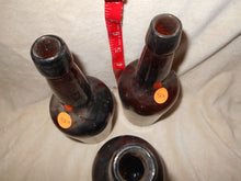 3 Vintage Dark Amber Beverage Bottles (501)