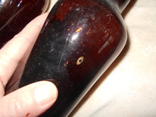 3 Vintage Dark Amber Beverage Bottles (501)