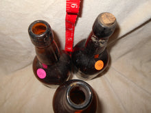 3 Vintage Dark Amber Beverage Bottles (502)