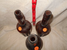 Antique/Vintage Bottles:  3 Dark Amber Beverage Bottles (505)