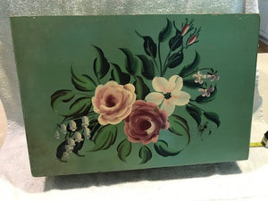 Vintage Wooden, Hand Painted Silverware Box (#258)