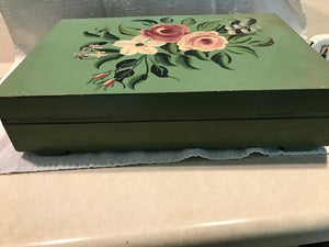 Vintage Wooden, Hand Painted Silverware Box (#258)