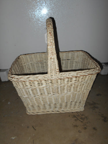 Vintage Woven White-Painted Basket (17) #2016