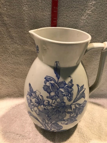 Vintage White Ceramic Tulip Printed Washing Pitcher (#428)