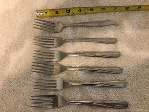 Vintage Set of 6 Stainless Steel Forks (#493)