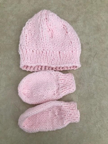 Handmade Infant Large Newborn - 6 Months Hat & Mitten Sets