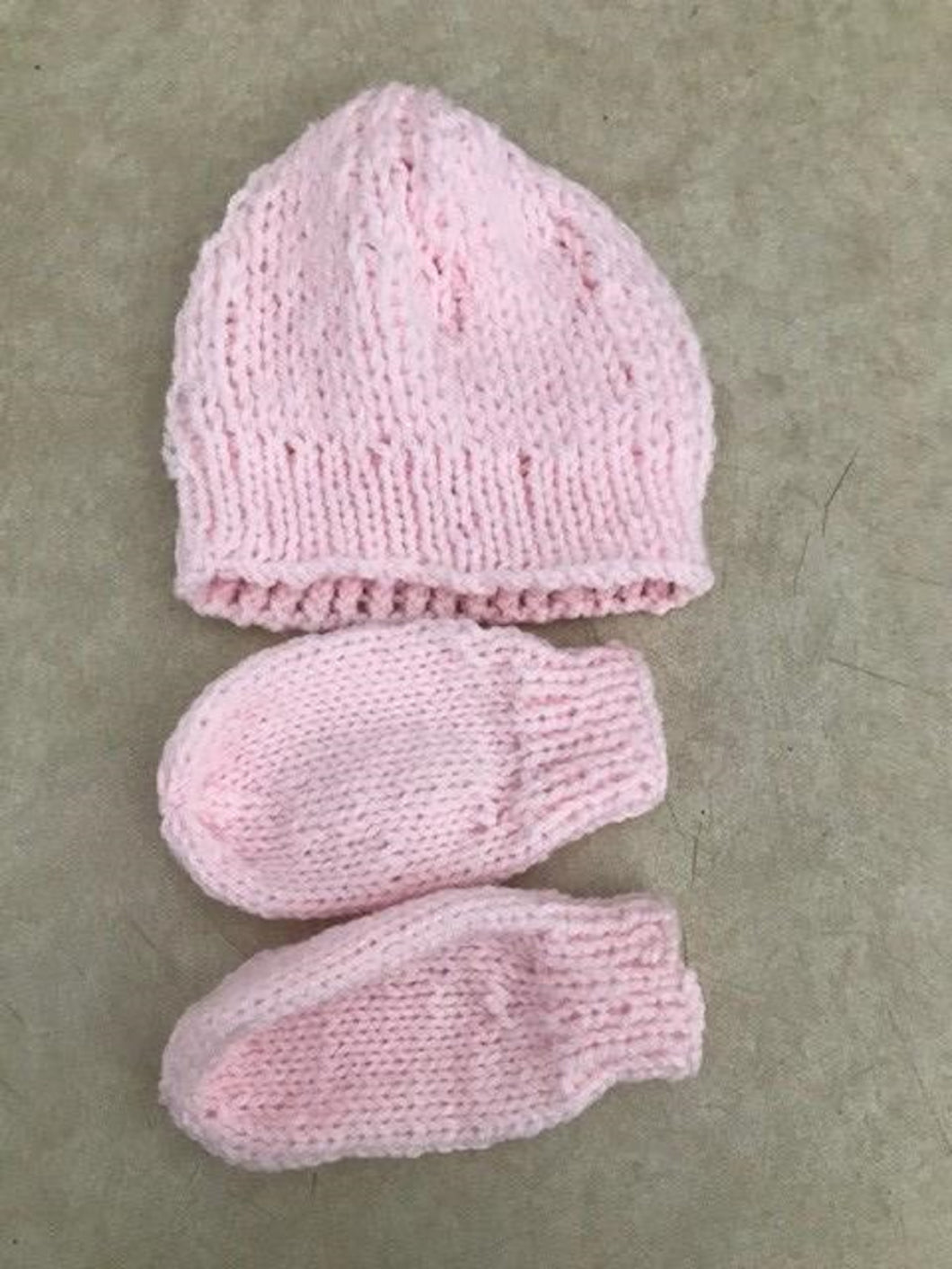 Handmade Infant Large Newborn - 6 Months Hat & Mitten Sets