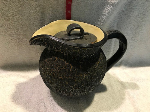 Vintage HOH '86 Black & Yellow Pottery Lidded, Pitcher (#300)