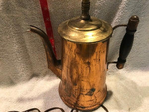 Antique/Vintage Brass Coffee Pot Lamp (#304)