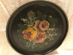 Vintage Floral Tole, Tole-Like Tray (#411)